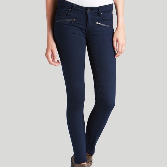 EUC PAIGE Indio Zip Ultra Skinny Jeans in Midnight Navy Gunmetal Size 31 - Picture 1 of 7
